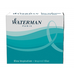 Waterman Cartridges South Sea Blue Short Size - Pack of 6
