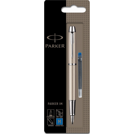 Parker IM Brushed Metal Fountain Pen CT Medium Nib S0878521