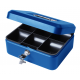8" Petty Cash Box, Locking Money Box Tin - Blue