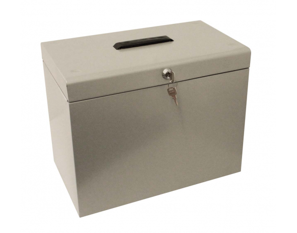 Cathedral A4 Metal File Storage Box with Lock, Silver A4SL