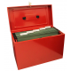 Cathedral Foolscap Portable Metal File Box, Red HORD