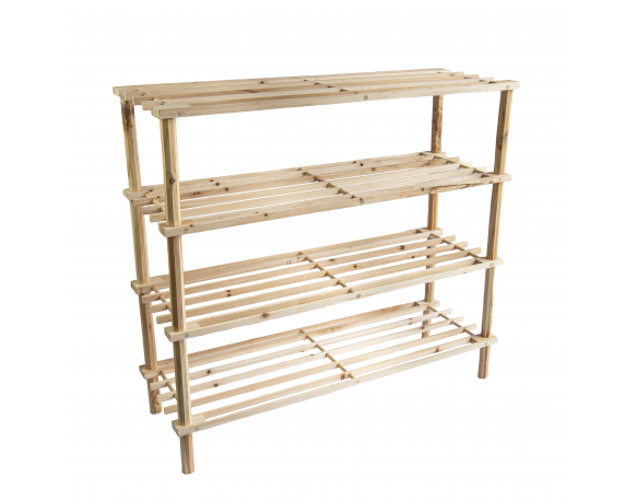 4 Tier Wooden Shoe Rack Vertical Storage Shelf Unit